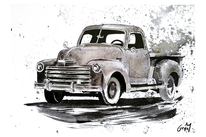 Gena Duclaux-Wheels Art Gallery-Print-Car-Voiture-Pickup